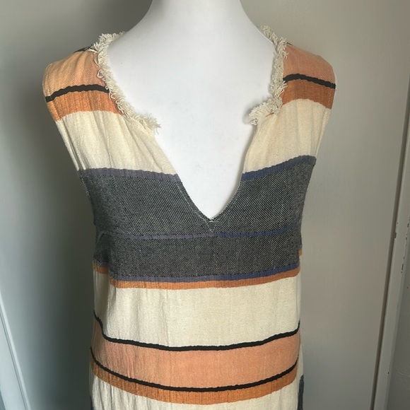 Anthropologie Holding Horses Sleeveless Boho Fringe Striped Shift Dress - Picture 4 of 14